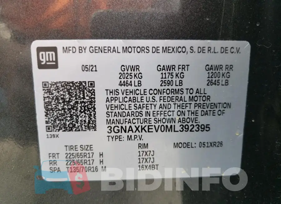 3GNAXKEV0ML392395 Photo# 14