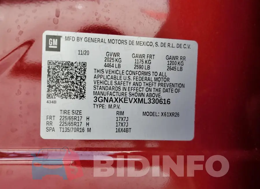 3GNAXKEVXML330616 Photo# 13