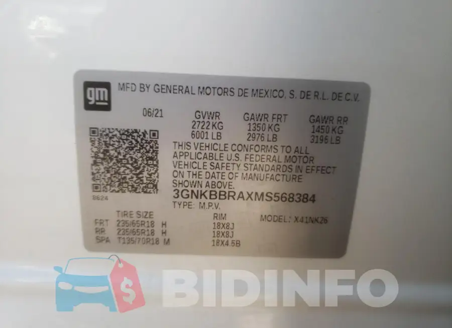 3GNKBBRAXMS568384 Photo# 13