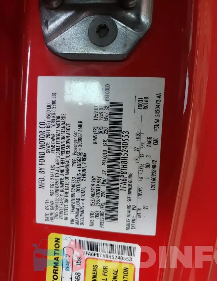 1FA6P8TH8H5240553 Photo# 13