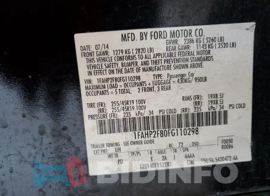 1FAHP2F80FG110298 Photo# 12