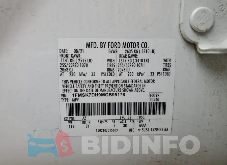 1FMSK7DH9MGB95178 Photo# 13