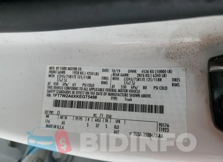 1FT7W2A6XKEG75498 Photo# 12