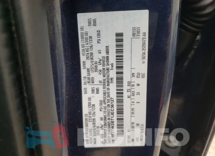 1FT7W2BT1JEC36127 Photo# 12