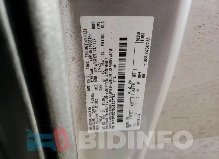 1FT8W3DT9JEB27762 Photo# 12