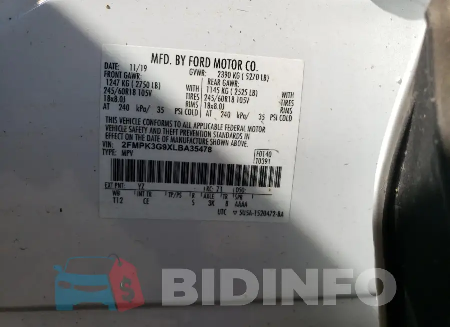 2FMPK3G9XLBA35478 Photo# 12