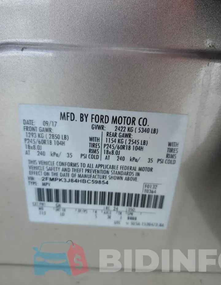2FMPK3J84HBC59854 Photo# 13