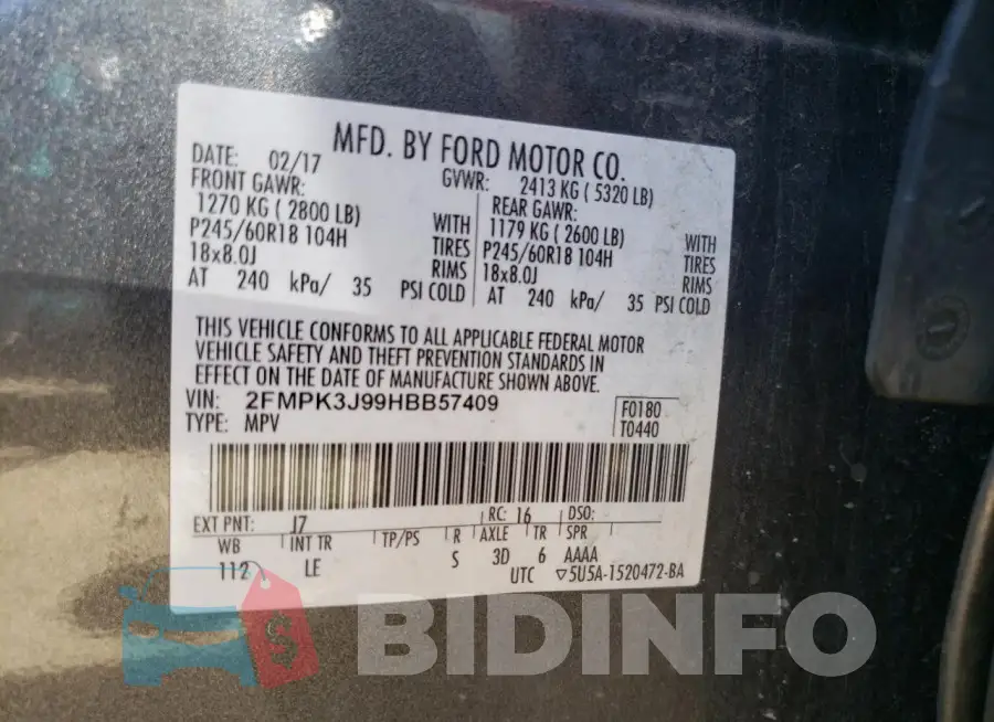 2FMPK3J99HBB57409 Photo# 13