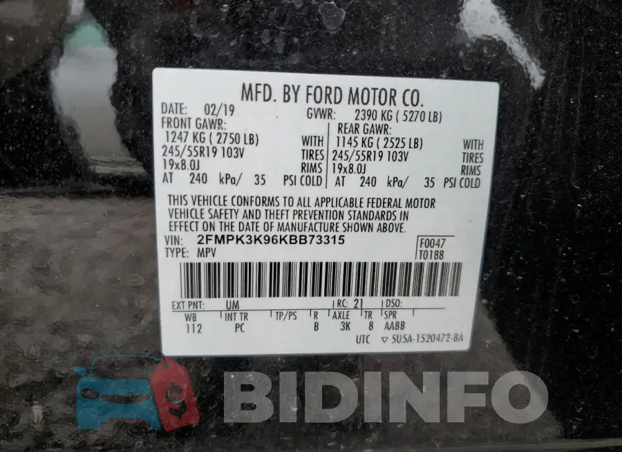 2FMPK3K96KBB73315 Photo# 13