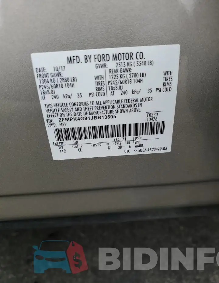 2FMPK4G91JBB13505 Photo# 13