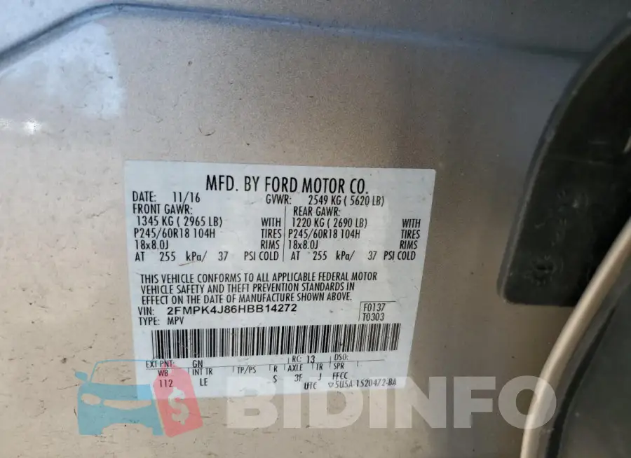2FMPK4J86HBB14272 Photo# 13