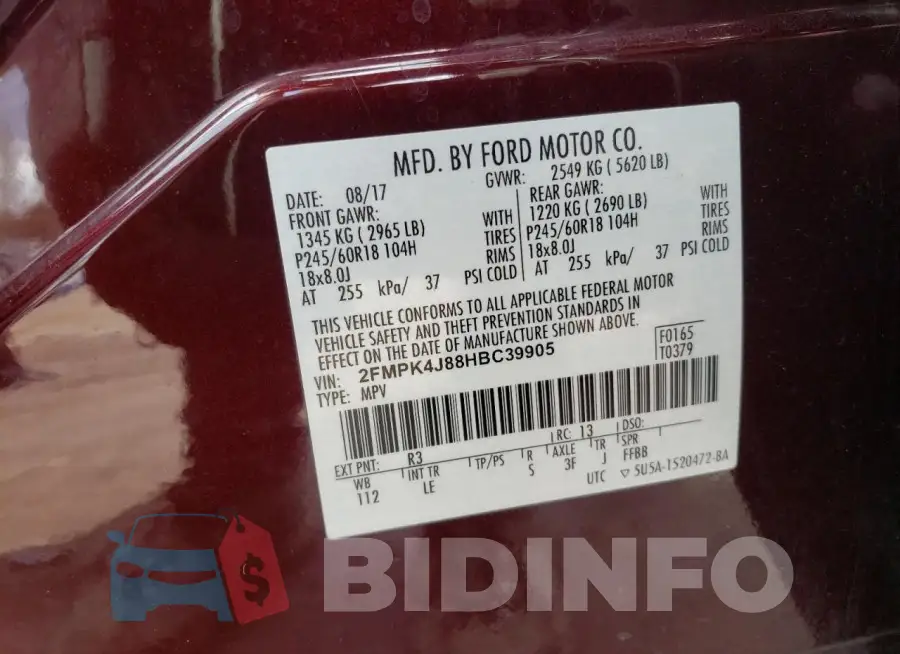 2FMPK4J88HBC39905 Photo# 13