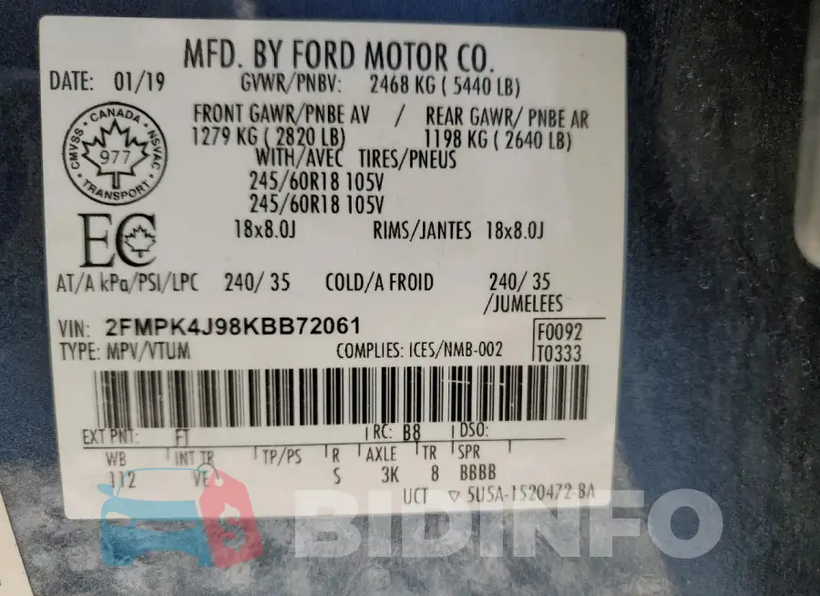 2FMPK4J98KBB72061 Photo# 13