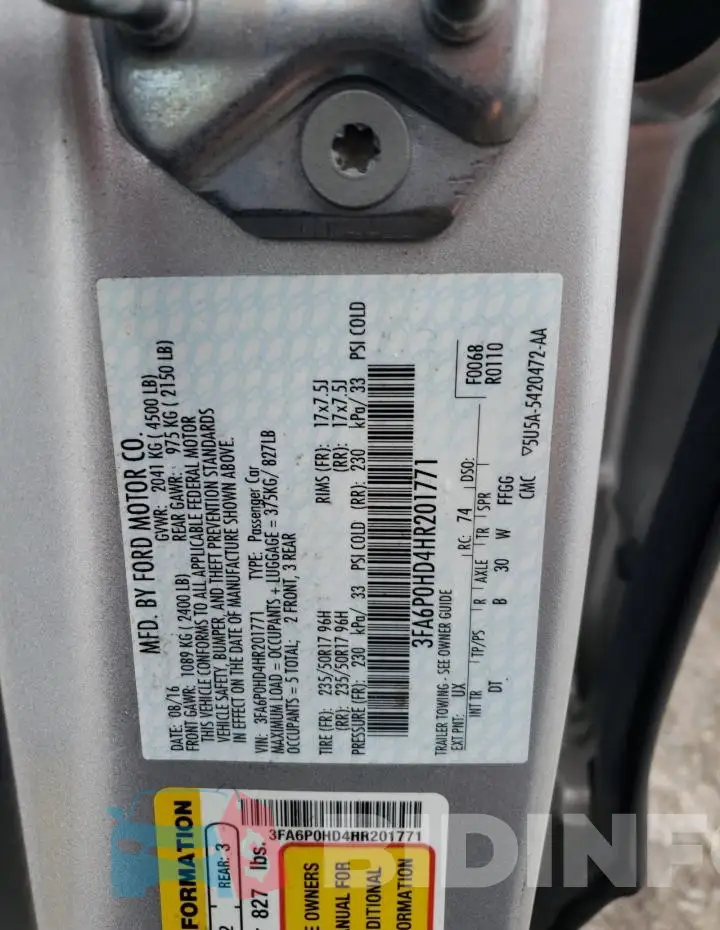 3FA6P0HD4HR201771 Photo# 12