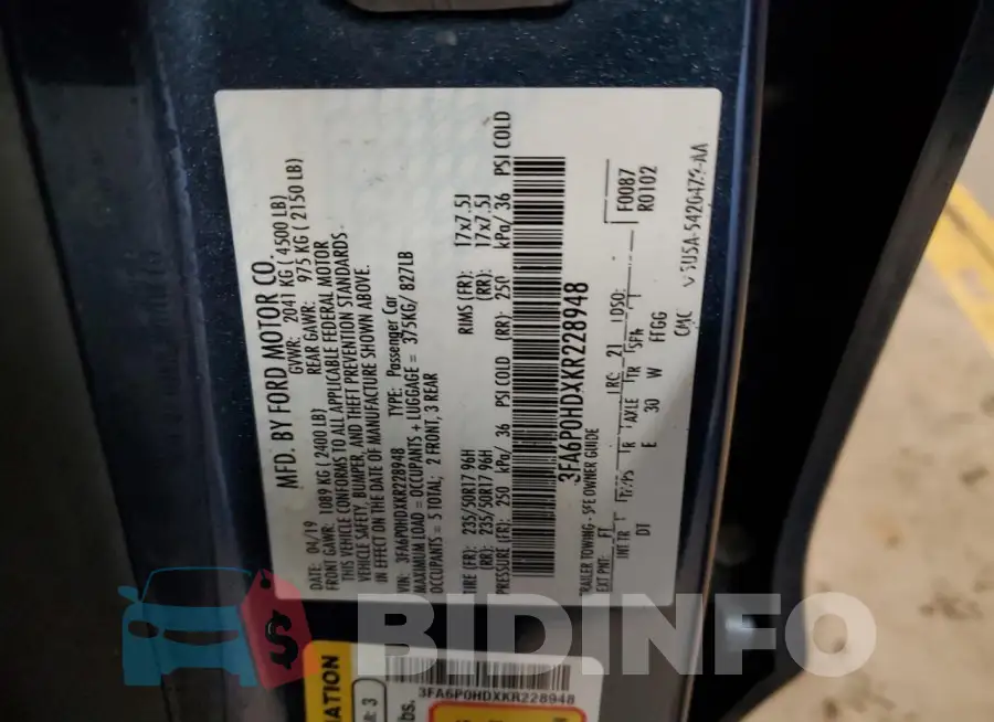 3FA6P0HDXKR228948 Photo# 12