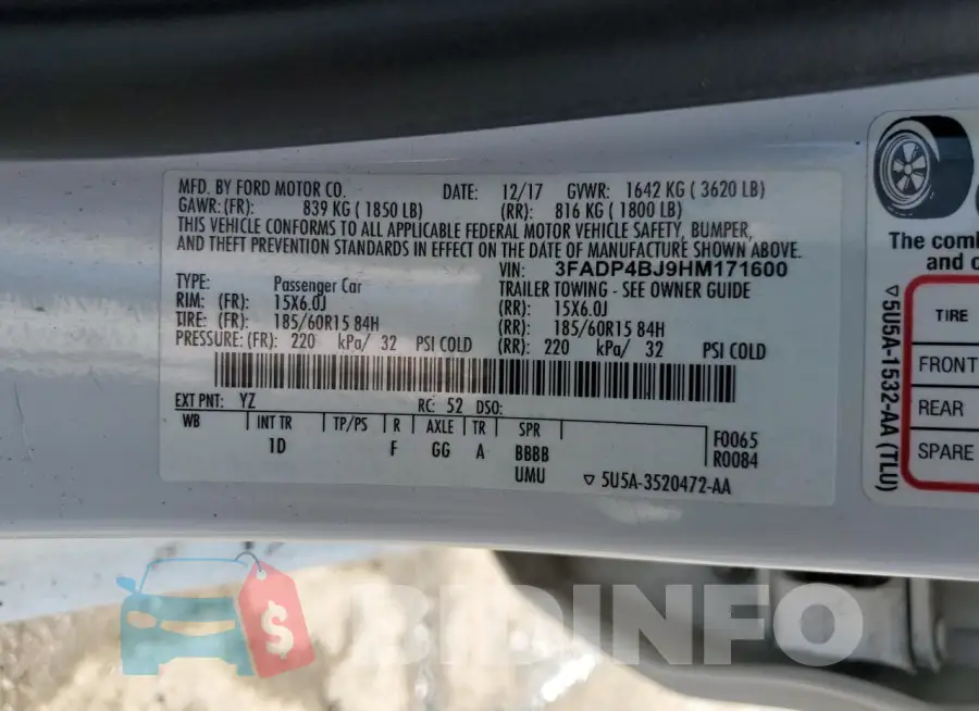 3FADP4BJ9HM171600 Photo# 12