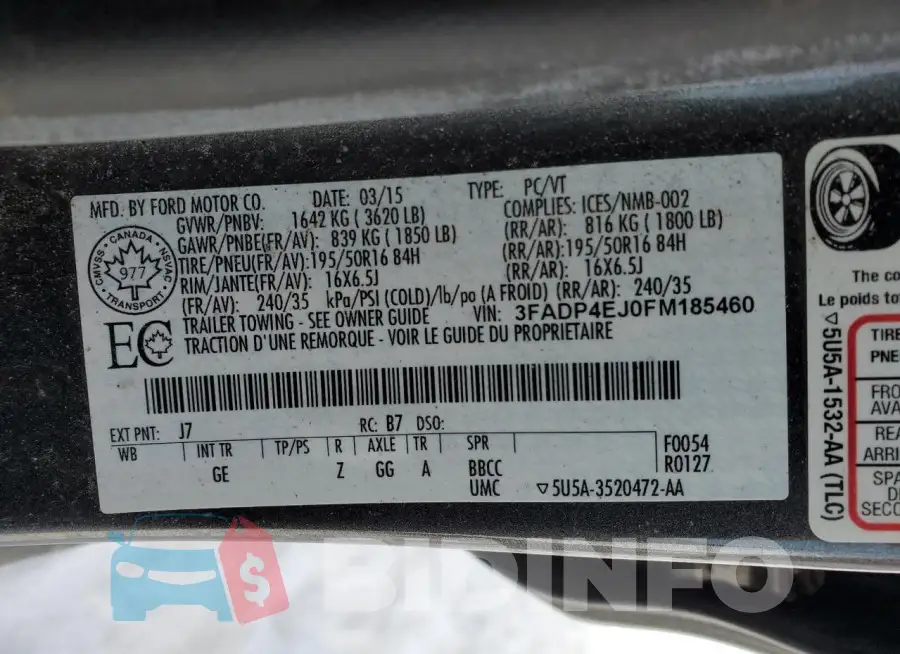 3FADP4EJ0FM185460 Photo# 13