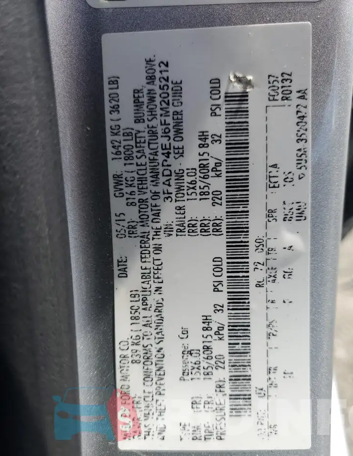 3FADP4EJ6FM205212 Photo# 13