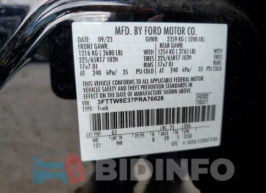 3FTTW8E37PRA76628 Photo# 13