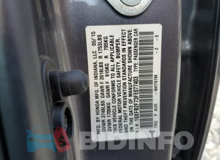 19XFB2F73FE077403 Photo# 13