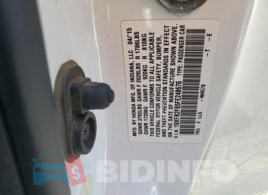 19XFB2F85FE248676 Photo# 12