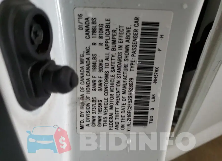 2HGFC2F52GH528629 Photo# 13