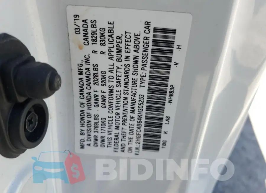 2HGFC4B64KH305253 Photo# 13