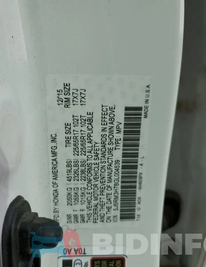5J6RM3H78GL004539 Photo# 14