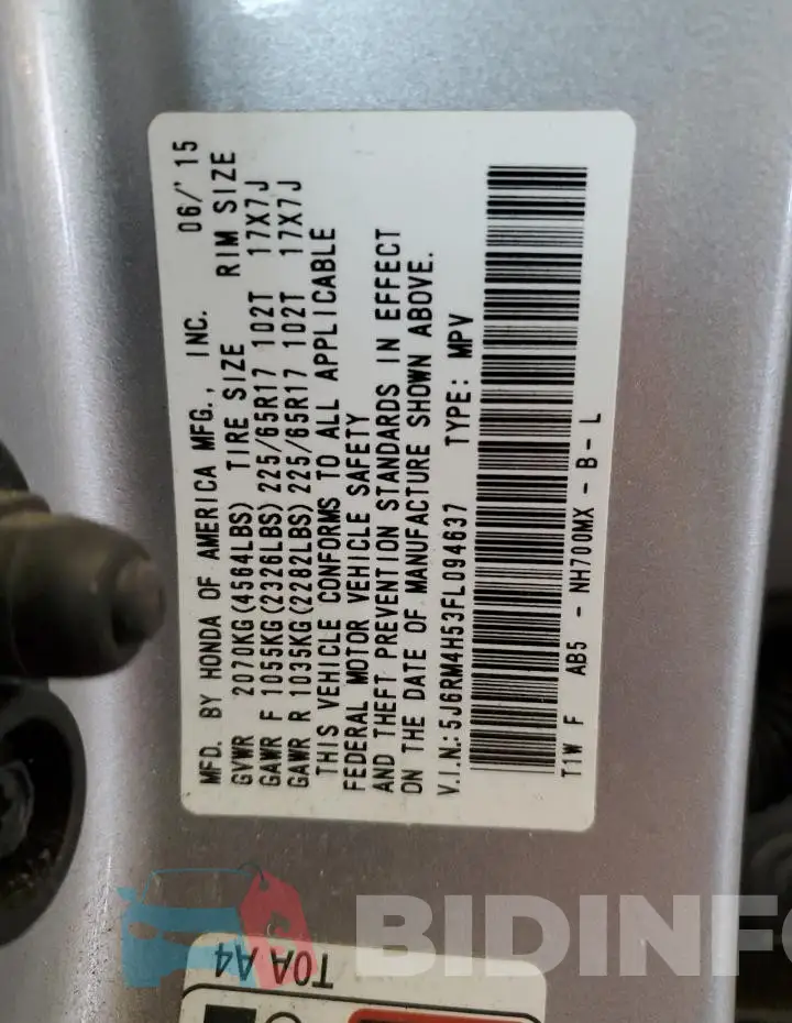 5J6RM4H53FL094637 Photo# 12