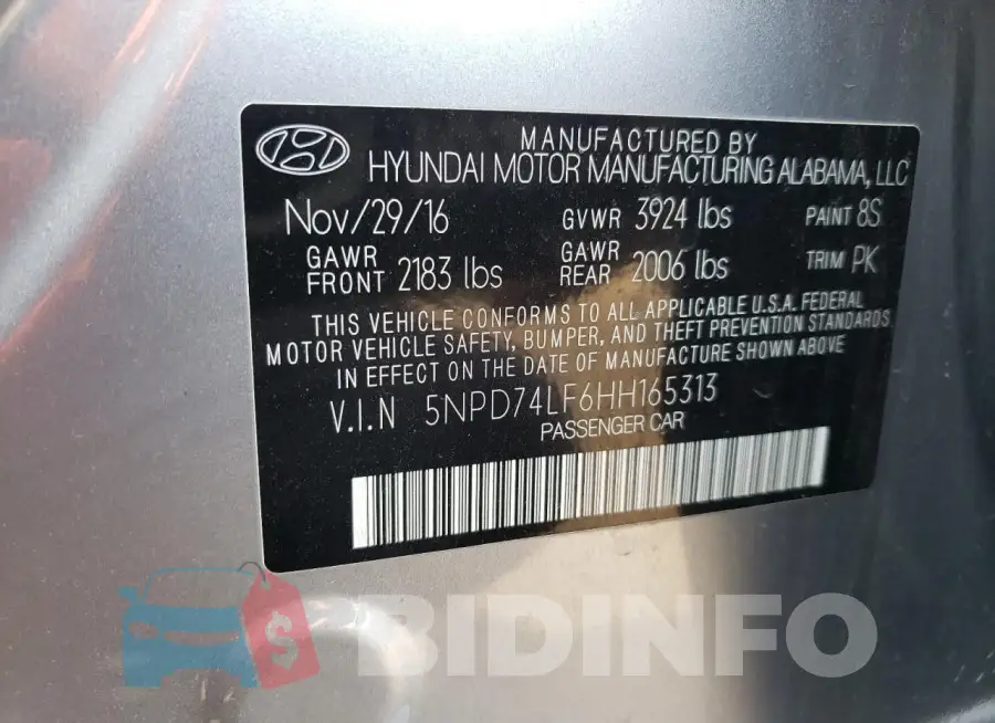 5NPD74LF6HH165313 Photo# 12