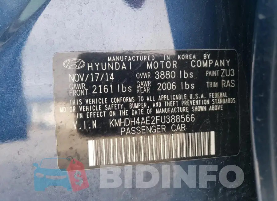KMHDH4AE2FU388566 Photo# 12