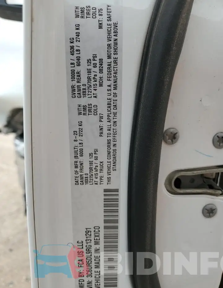 3C6UR5DL9RG131291 Photo# 12
