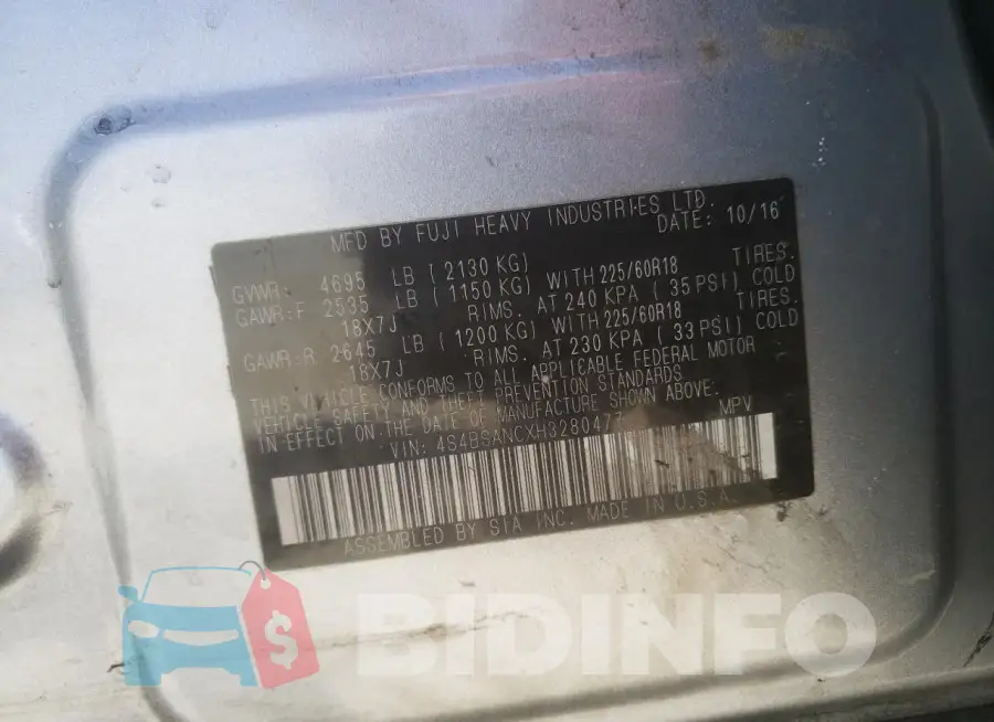 4S4BSANCXH3280477 Photo# 12