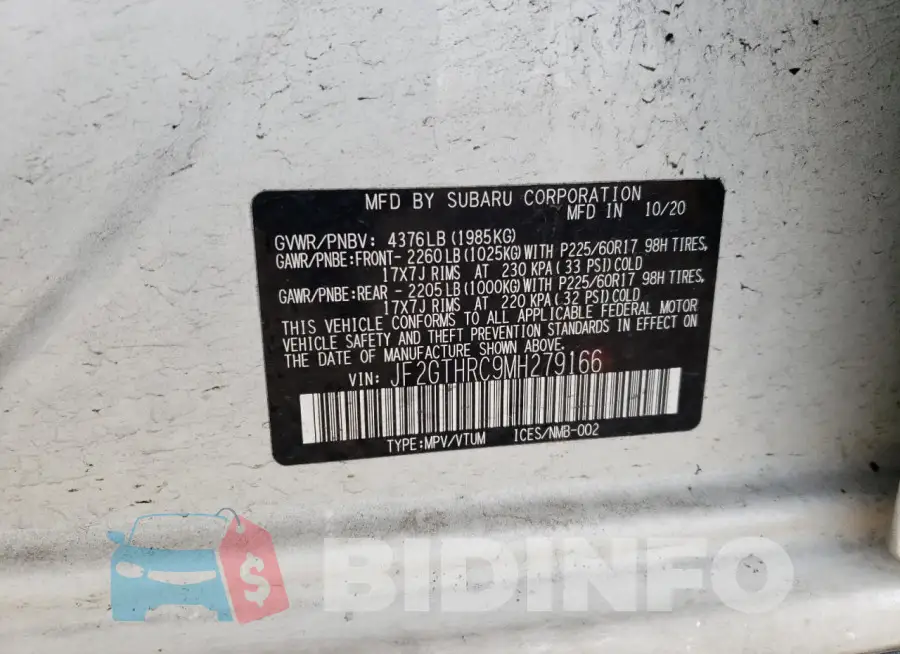 JF2GTHRC9MH279166 Photo# 12