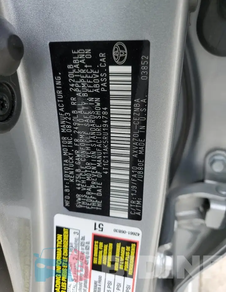 4T1C11AK5RU194784 Photo# 12