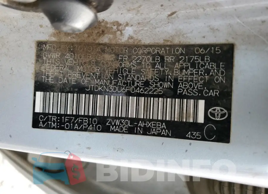 JTDKN3DU6F0462225 Photo# 12