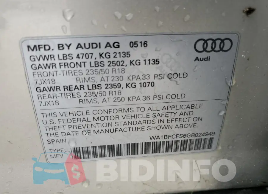 WA1BFCFS6GR024949 Photo# 14