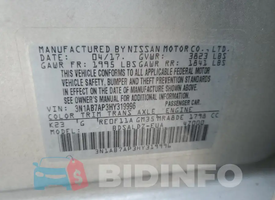 3N1AB7AP3HY319996 Photo# 12