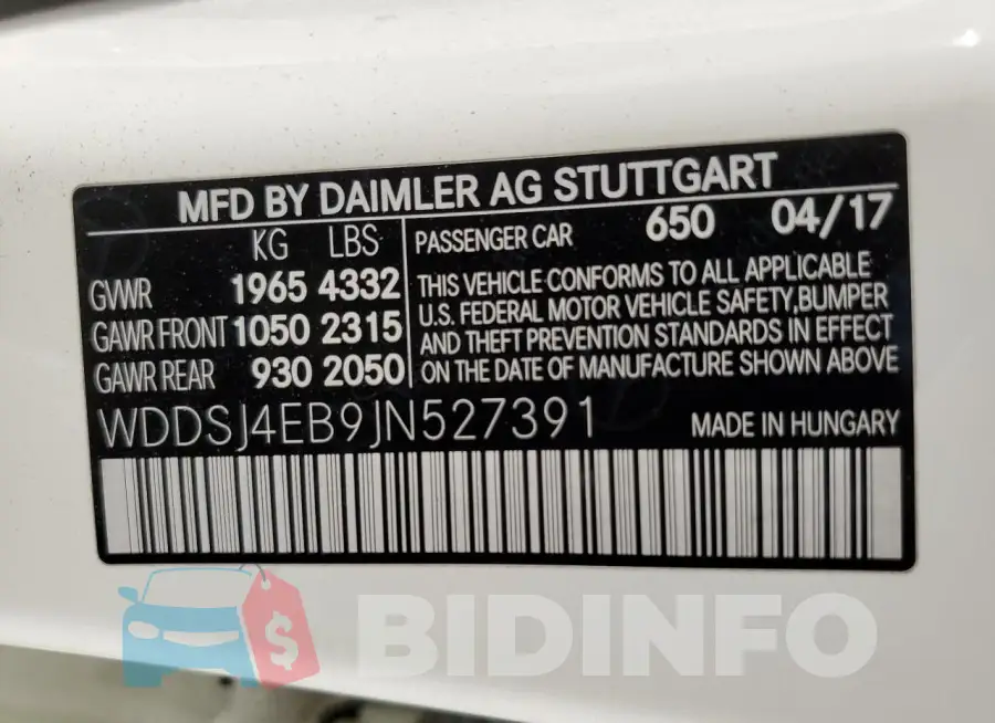 WDDSJ4EB9JN527391 Photo# 12