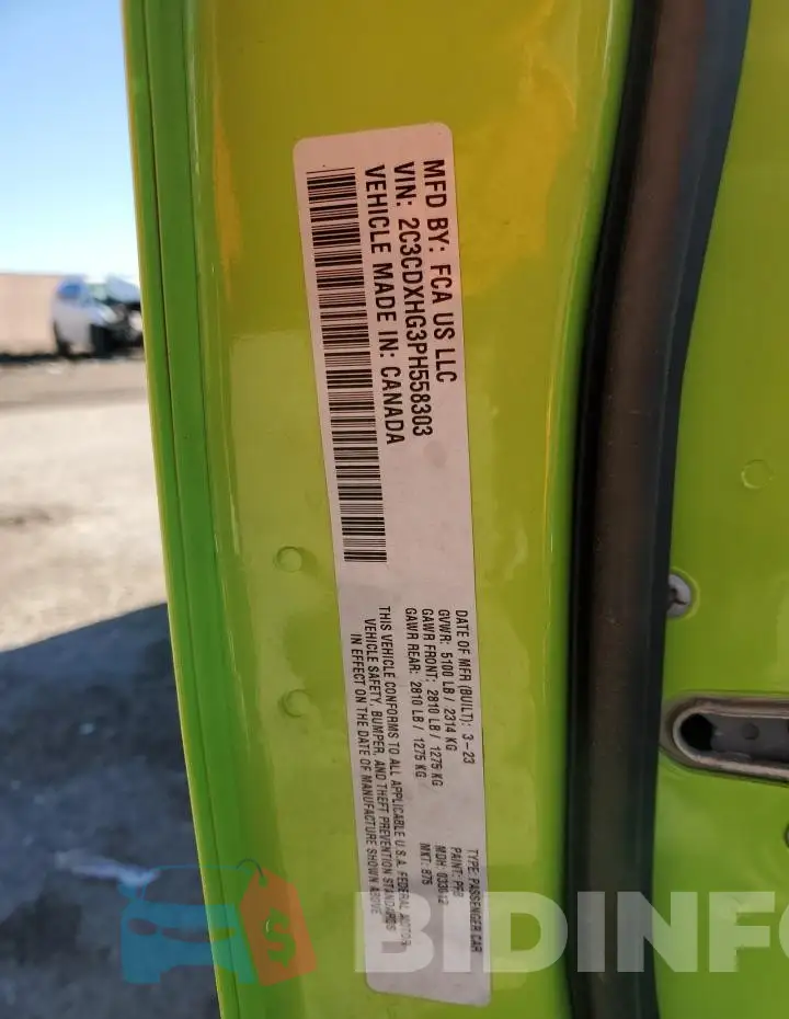 2C3CDXHG3PH558303 Photo# 12