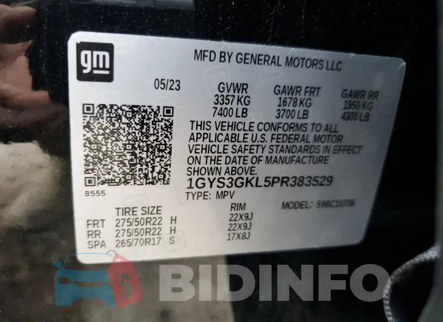 1GYS3GKL5PR383529 Photo# 14