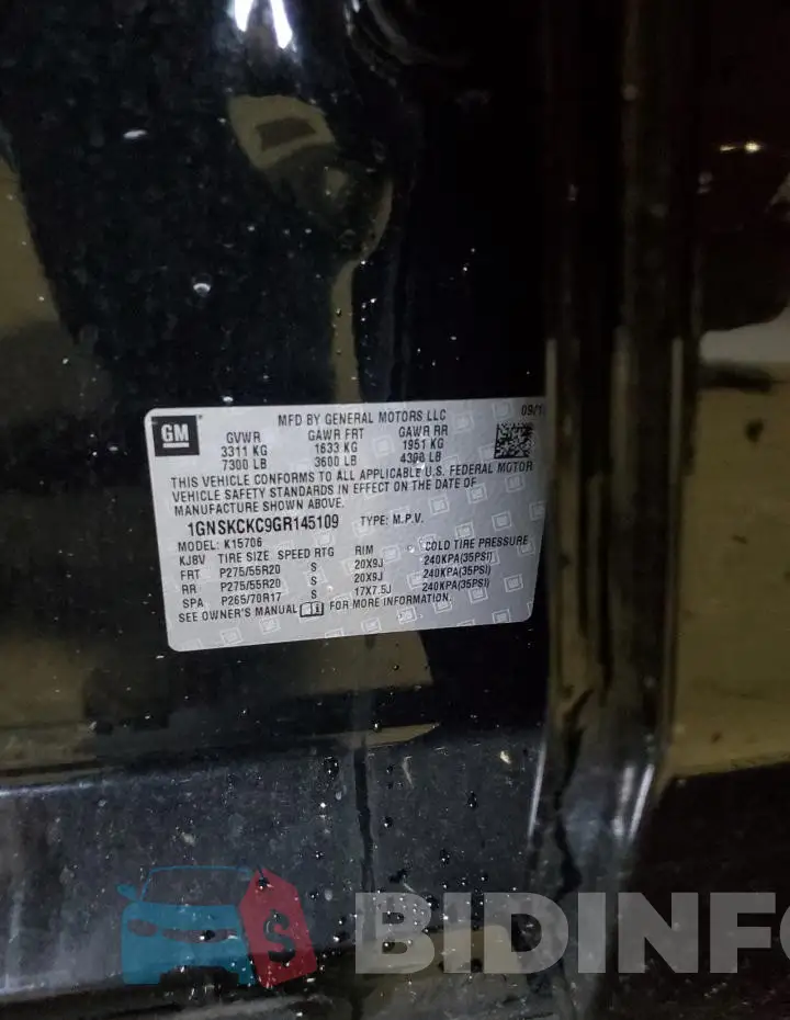 1GNSKCKC9GR145109 Photo# 12