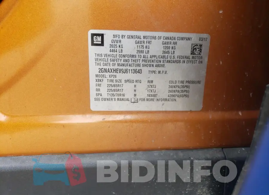 2GNAXHEV9J6113643 Photo# 13