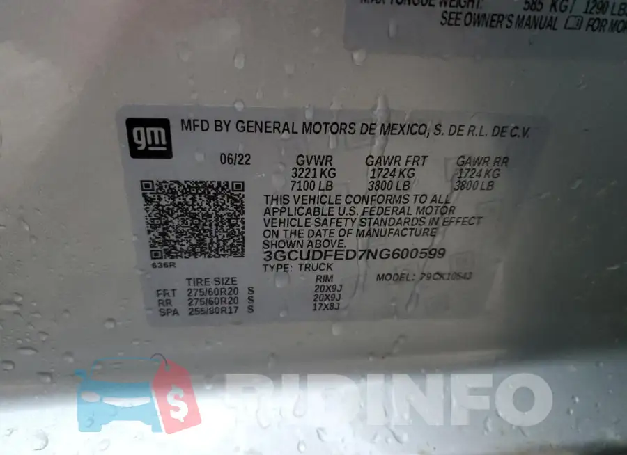 3GCUDFED7NG600599 Photo# 12
