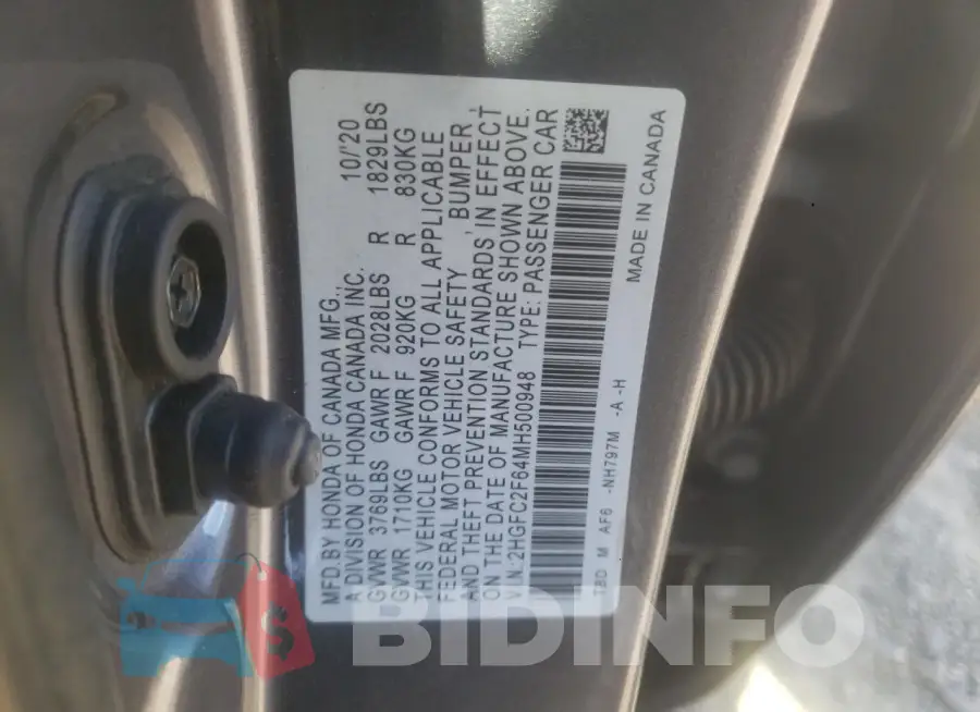 2HGFC2F64MH500948 Photo# 12