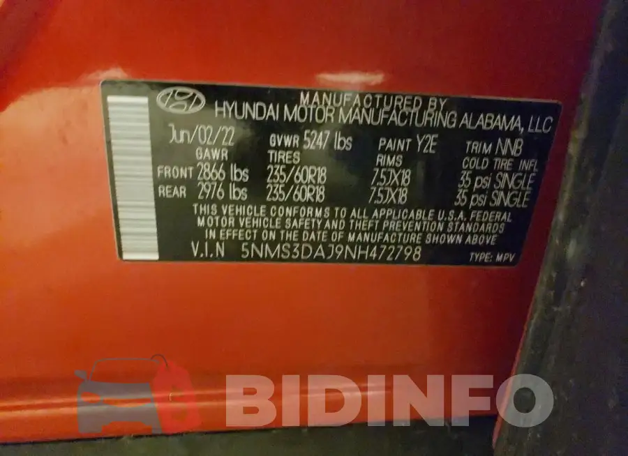 5NMS3DAJ9NH472798 Photo# 12