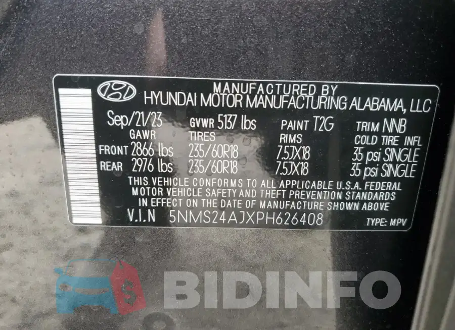 5NMS24AJXPH626408 Photo# 13
