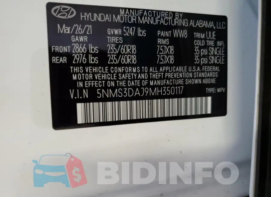 5NMS3DAJ9MH350117 Photo# 13