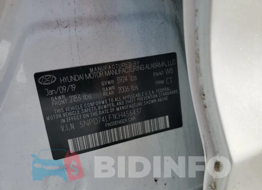 5NPD74LF1KH456437 Photo# 12