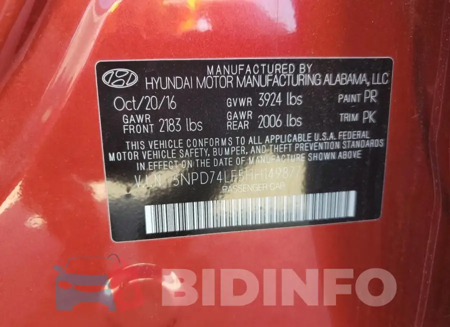5NPD74LF5HH149877 Photo# 12